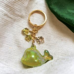Cute glass whale keychain